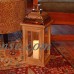 LumaBase Wooden Lantern with LED Candle, Brown with Copper Roof   555959764